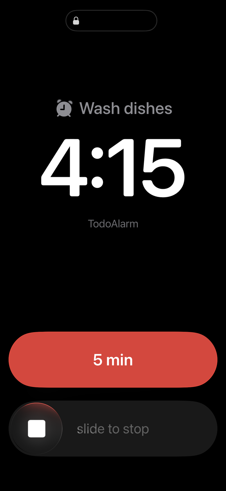 Lock-screen alarm ringing