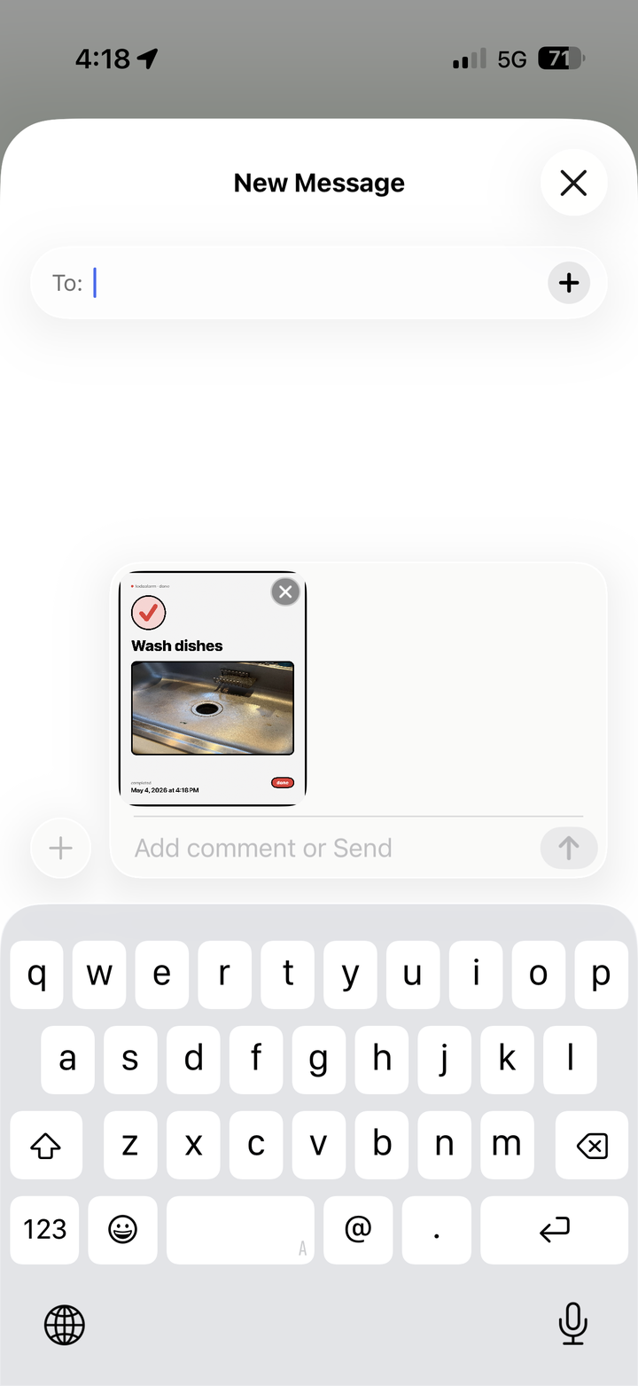Share completion in iMessage